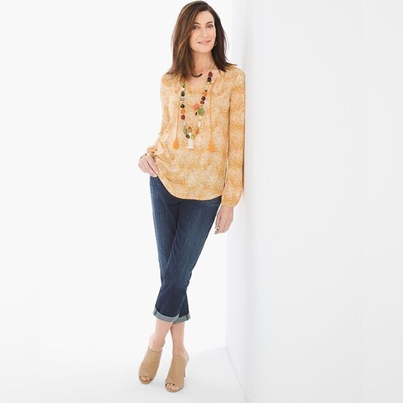Chicos Endless Medallions Peasant Top - Picture 1 of 12
